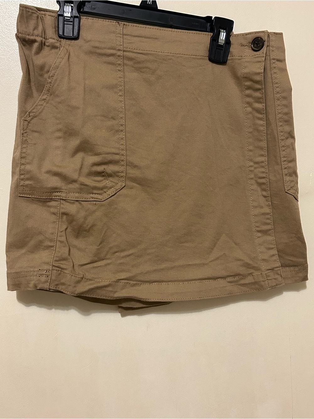 Nine West Tan Utility Skort with Patch Pockets Cotton Spandex Sz S Elastic waist